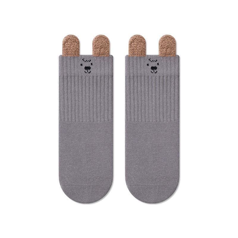 Babylon children's socks solid color ear lifting combed cotton cartoon knee socks autumn boneless cute newborn infant socks