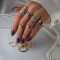 Korean-style wholesale rings, european and american cross-border jewelry, autumn and winter fashion floral statement rings, unique exaggerated snake-shaped stacked rings
