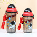 Cartoon kids water bottle with strap, plastic cup, straw cup, kindergarten water bottle, leak-proof, children's gift