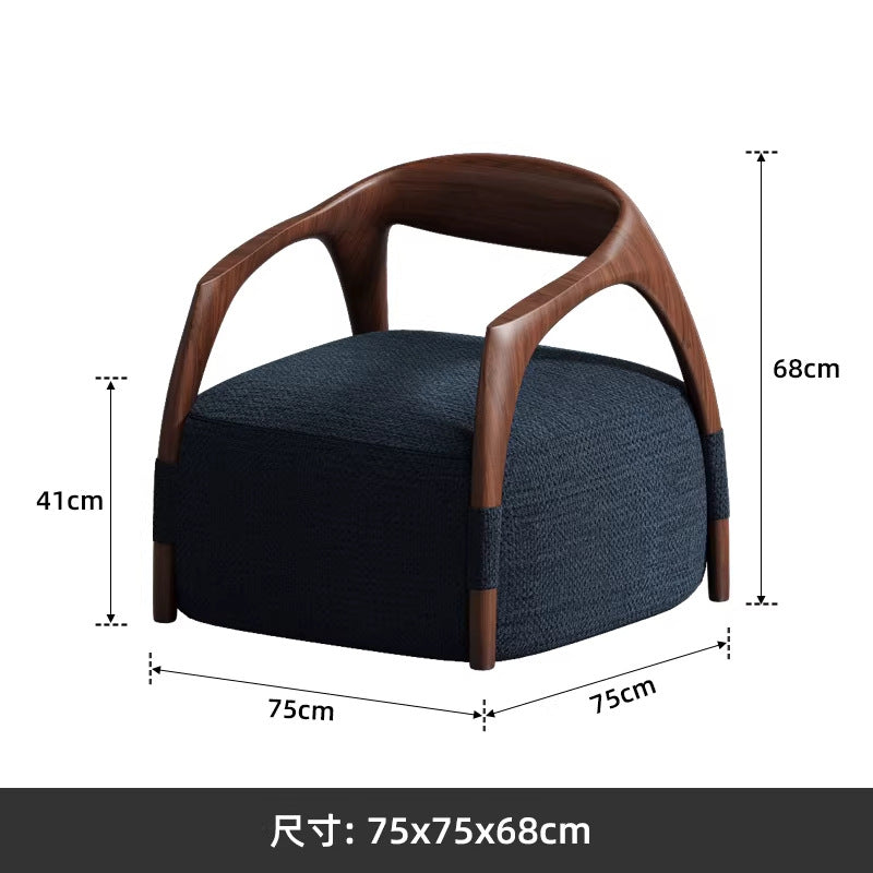 Nordic single sofa chair modern living room tech fabric leisure chair designer chair balcony japanese style solid wood sofa