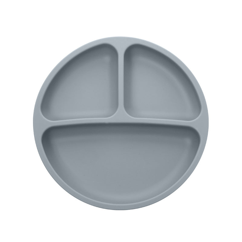 Children's Grid Silicone Plate, BPA Silicon Free Children's Gift Tableware Feeding Set Three Grid Plate