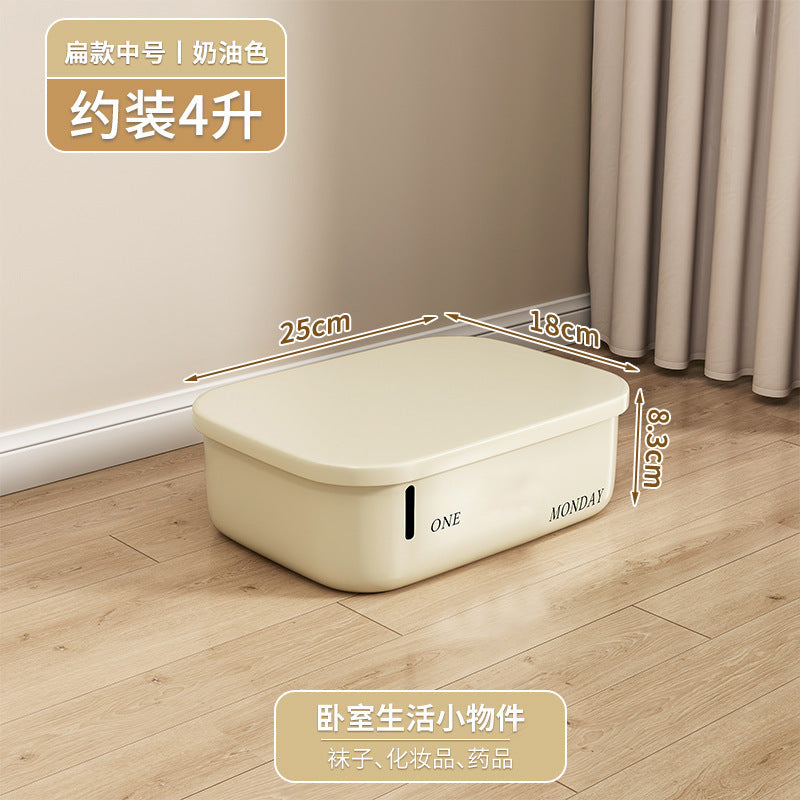 Cream Wind Storage Box Desktop Stationery Sundries Basket Toy Snack Organizing Box Portable Plastic Storage Box Wholesale