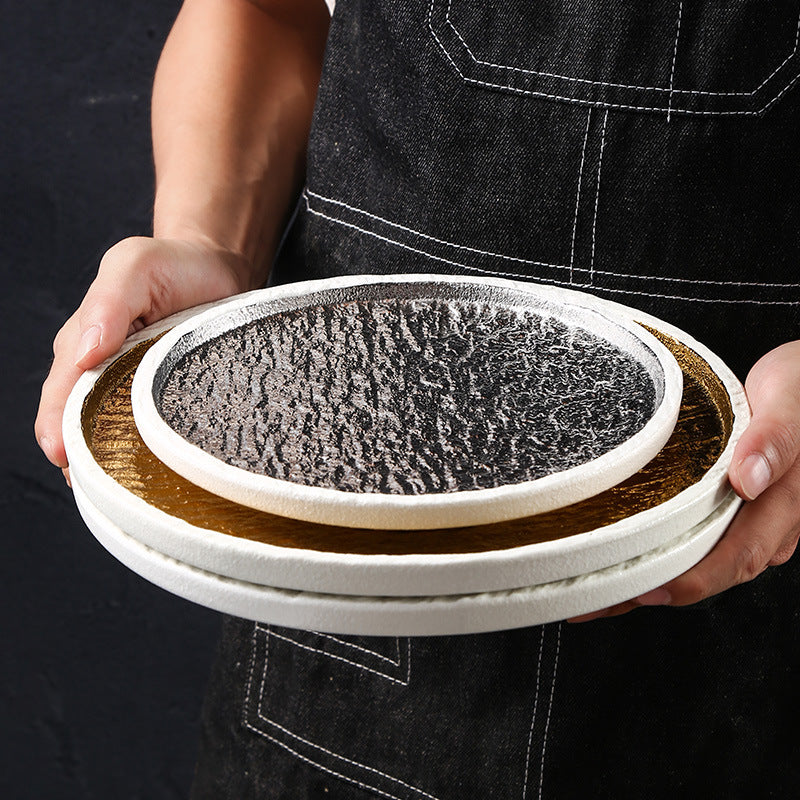 Instagrammable personalized ceramic steak plate - premium embossed ceramic steak plate for restaurants and hotels - display plate/course plate