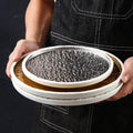 Instagrammable personalized ceramic steak plate - premium embossed ceramic steak plate for restaurants and hotels - display plate/course plate