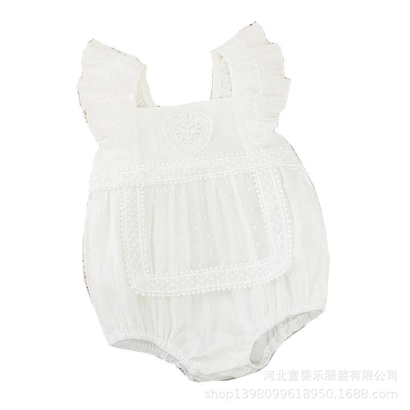 Infant and toddler girl's summer romper, newborn 100-day celebration outfit, stylish princess onesie, summer outing carrier
