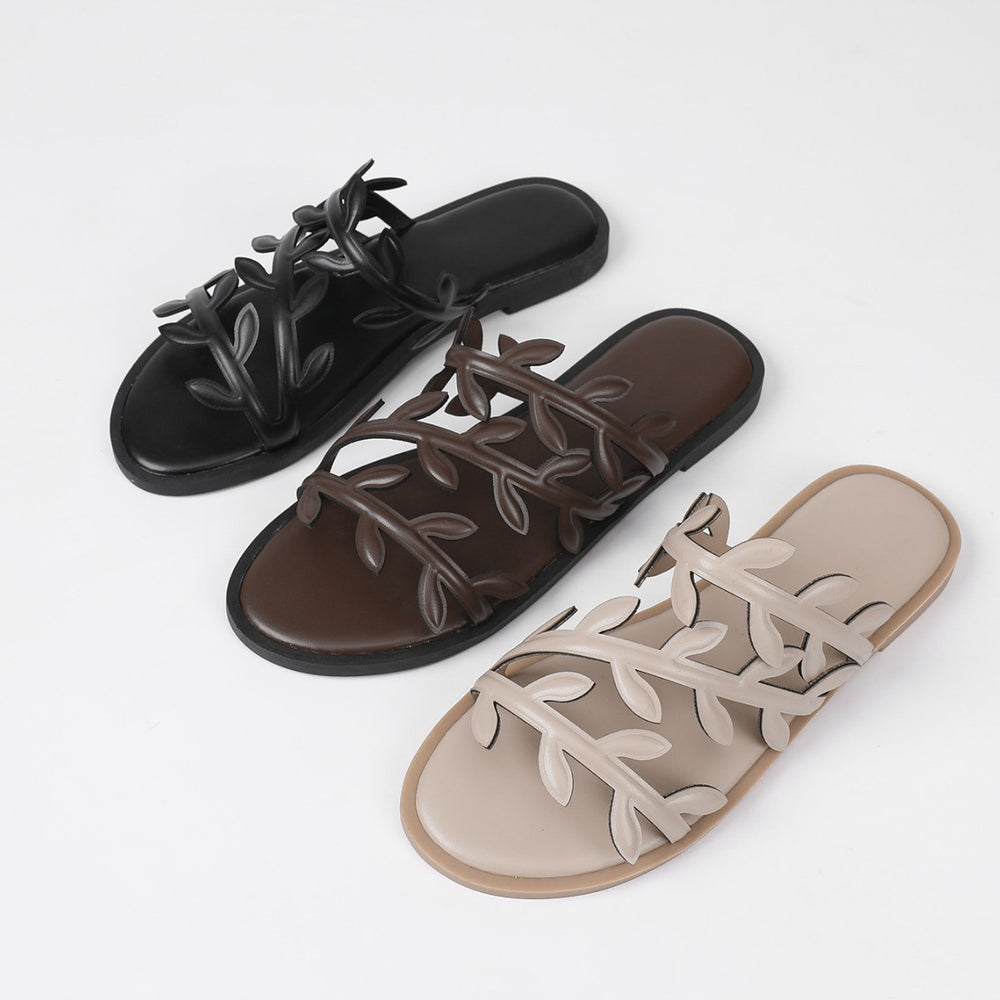 Leaf slippers women's summer outwear new arrivalpopulareasiest for match beach flip flops travel vacation flats sandals