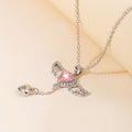 Wholesale alloy heart pendant - new cross-border fashion jewelry, versatile women's necklace with diamond-studded wings, alloy clavicle chain