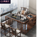 New chinoiserie solid wood tea table rotate table and chair complete set of water kettle all-in-one tea table balcony living room small apartment coffee table