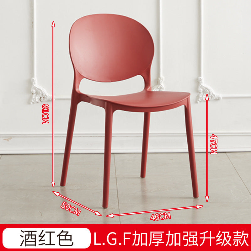 Stackable plastic dining chairs - home, backrest, nordic light luxury style - outdoor restaurant, bubble tea shop, food stall, commercial use