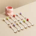 Cute dinosaur cartoon high-value ceramic cute fruit fork box stainless steel fruit fork suit afternoon tea spoon combination