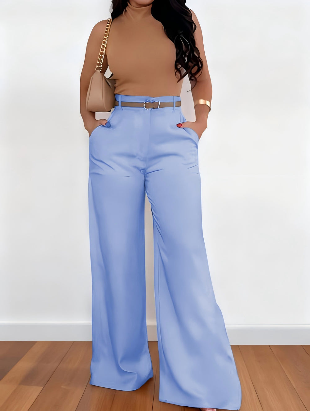 new women's cross-border e-commerce fashion: elegant and chic straight-leg trousers - high-waisted, drapey, versatile wide-leg formal pants