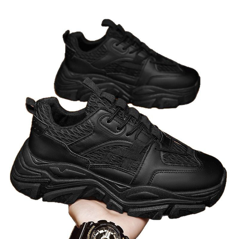 Men's spring mesh breathable trendy brand versatile athletic casual shoes men's thick sole hidden heel dad shoes
