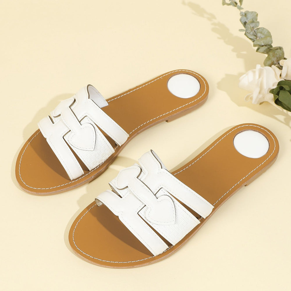 Exportsummer sandals slippers slip-on leather pulp bottom voltage pattern electric embroidery women's shoes