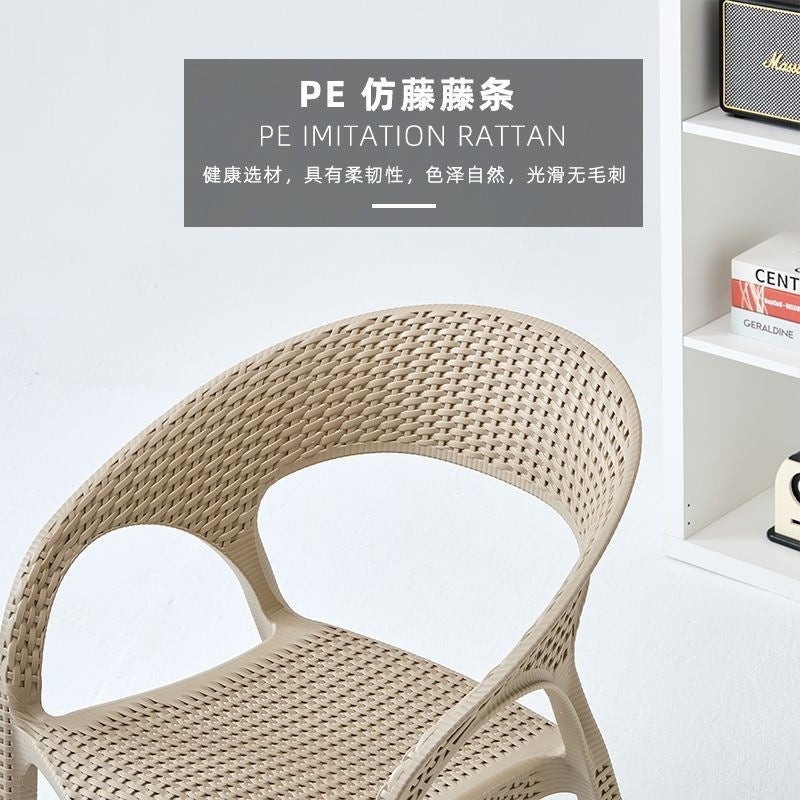 Outdoor patio plastic stool single chair single backrest imitation rattan chair balcony leisure area layout milk tea shop others