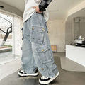 Boys' spring/autumn denim jeans - new korean style, stylish kids' loose-fit pants, mid-to-large size boys' spring cargo pants