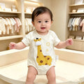 Summer cartoon romper bodysuit - newborn baby girl outfit - adorable 100-day princess onesie