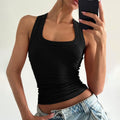 European and american style new  summer fashion hot girl u-neck solid color slim fit tank top crop top women's wholesale