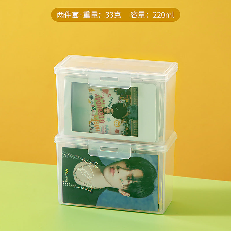 Game Card Storage Box with Lid Card Storage Box with Separator Sticker Badge Postcard Small Card Storage Box
