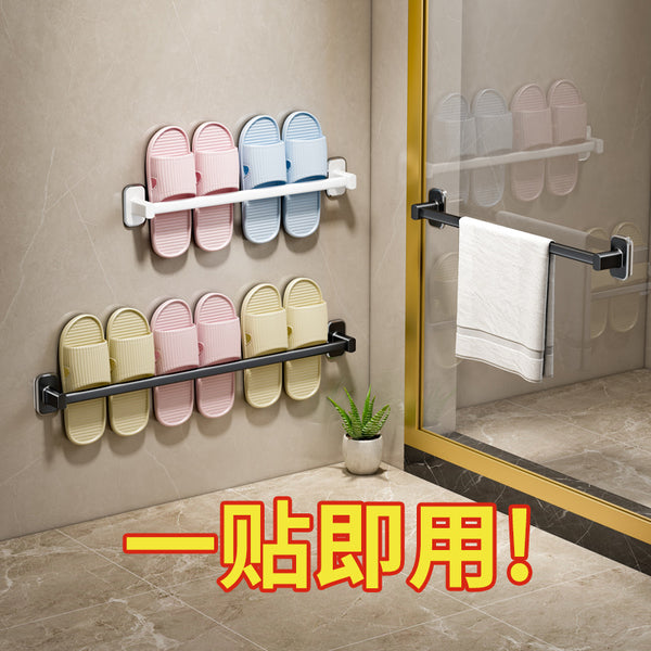Suction cup bathroom slipper holder non-punching wall-mounted wall-mounted bathroom door rear shoe holder drain shoe storage artifact