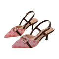 2026 summer new arrival: plus-size women's pointed-toe stiletto sandals - european & american style with unique floral pattern and metal chain detail