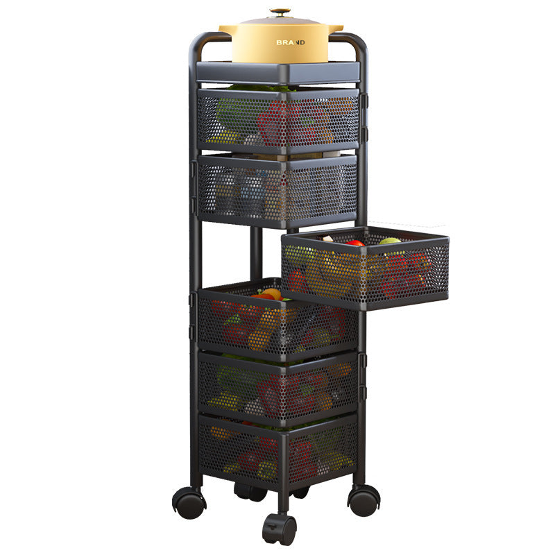 360-degree rotating vegetable organizer, kitchen floor-standing multi-tier round storage rack, dedicated basket storage for vegetables