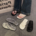 2025 summer new women's beach flip-flops - stylish casual flat sandals with anti-slip toe protection for outdoor wear