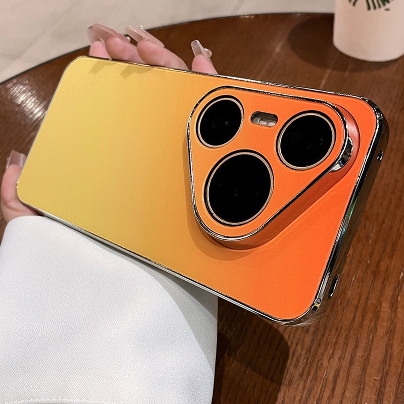 Suitable for huawei pura90promax gradient color mobile phone case, which instantly turns into a new orange sea frosted anti-fall protective case