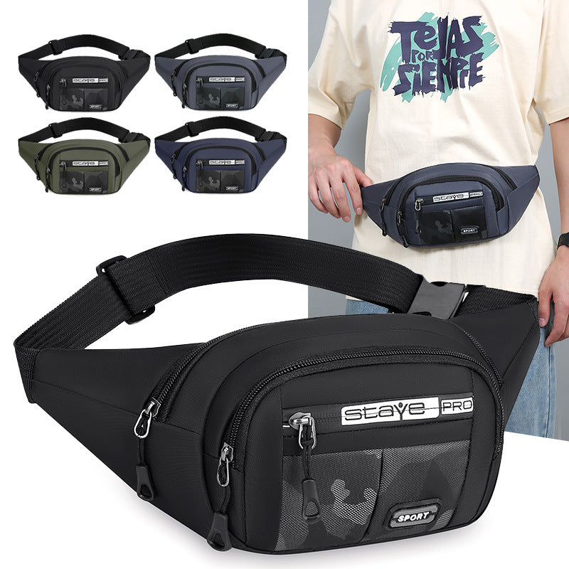 Fanny pack men's light and casual men's mobile phone multi-functional work belt bag wear-resistant anti-splashing messenger bag