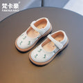 Girls' leather shoes - new autumn  collection: little girl's floral flats, soft sole, chinese style princess shoes for toddlers and young children
