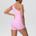 Sexy one-shoulder open-back activewear set: high-waisted, butt-lifting, compression yoga outfit - quick-dry running & fitness apparel