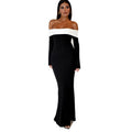 Exportfashion style winternew arrival women's fashioncontrast color one shoulder silmlong sleeves hip-covering mermaiddress women