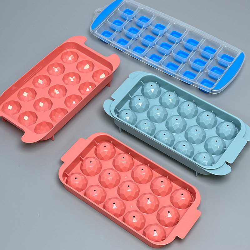 Cross-border ice cube mold, household rhombus ball 15 grid ice compartment ice storage ice Hockey box mold easy demoulding spot