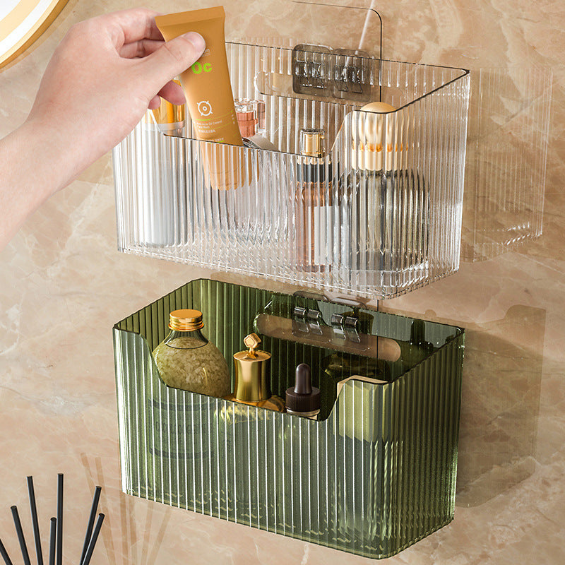 Bathroom mirror cabinet storage box wall-mounted storage rack punch-free bathroom sink toilet wall storage cabinet tube