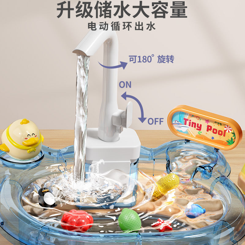 Kids electric dishwasher play house boys and girls kitchen fully automatic water play educational fishing toys water park