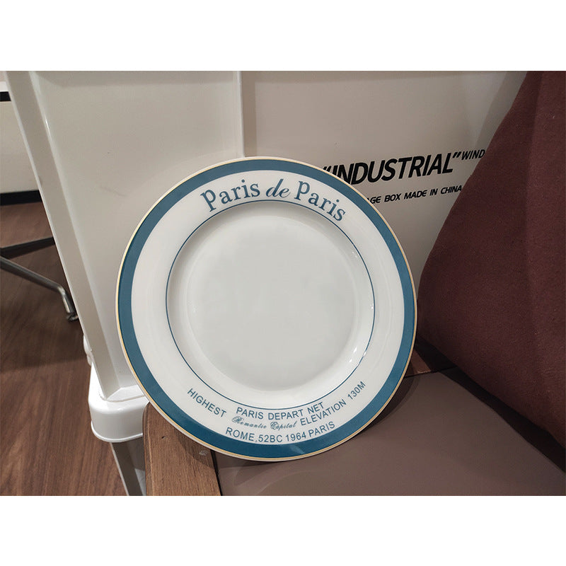 Modern minimalist ceramic plate - trendy, high-style dish for home use, perfect for serving dishes and desserts
