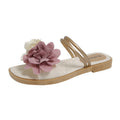 New summer fairy slippers women's summer outwear fashion two-color flower flats one-line sandals women's two-wear sandals