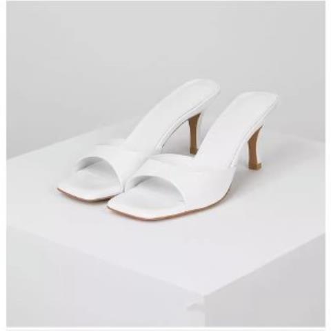 export patent leather high heel mules women's  summer new square toe stiletto heel outdoor plus size women's sandals