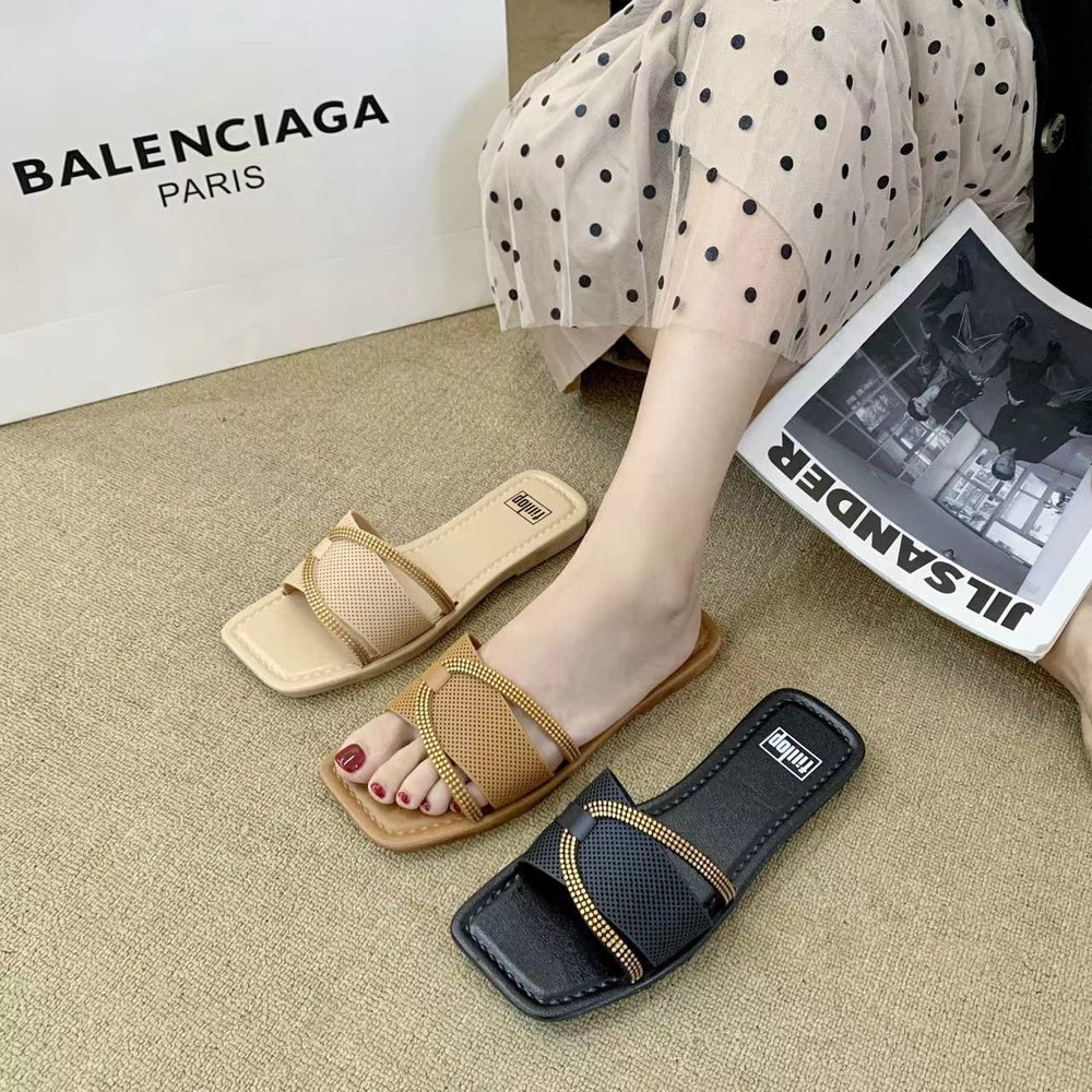Export slippers k-style trendysummer one-line easiest for matchnew arrival beach soft bottom indoor fashioncouple women's sequin