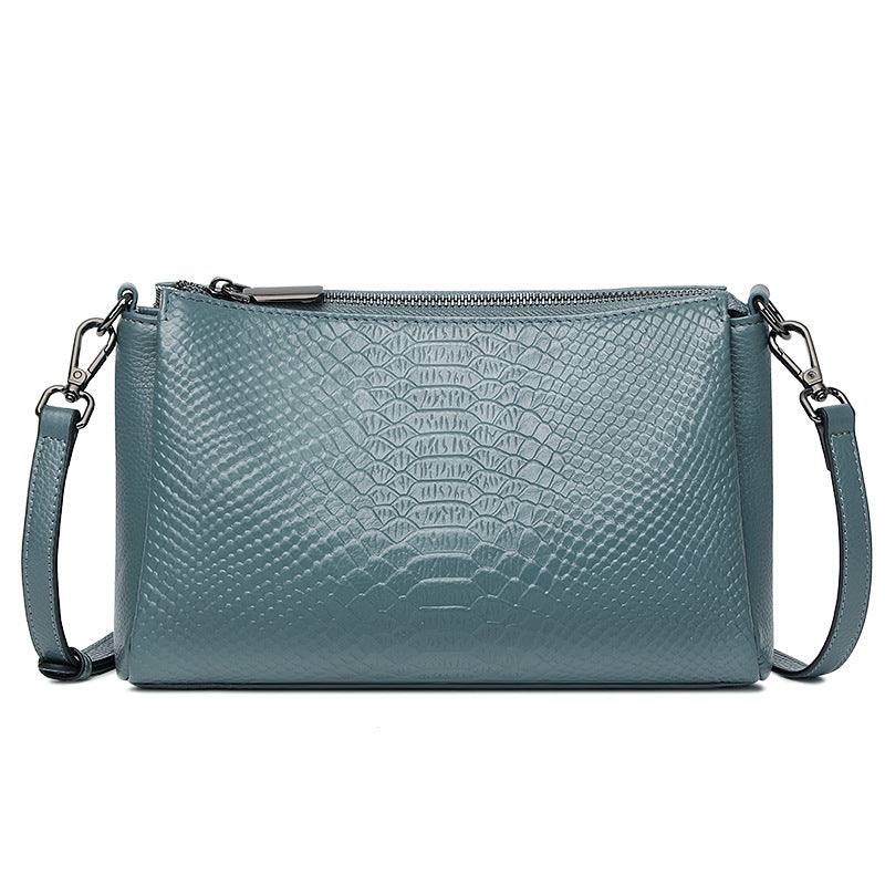 Genuine leather bag 2025 new trendy high-end fashion cowhide crocodile pattern shoulder bag large capacity mother messenger bag women