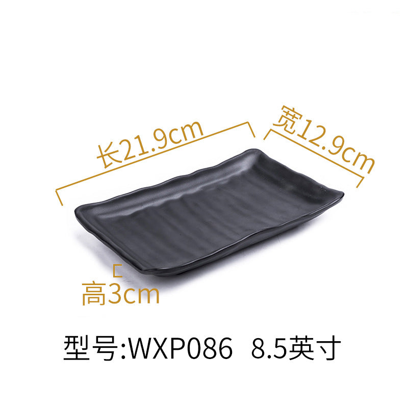 Melamine black tableware plastic dish imitation porcelain dinner plate cold dish plate barbecue hot pot plate barbecue restaurant plate commercial