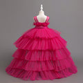 hot seller: girls' train dress - high-low mesh party dress for girls' birthday princess party -