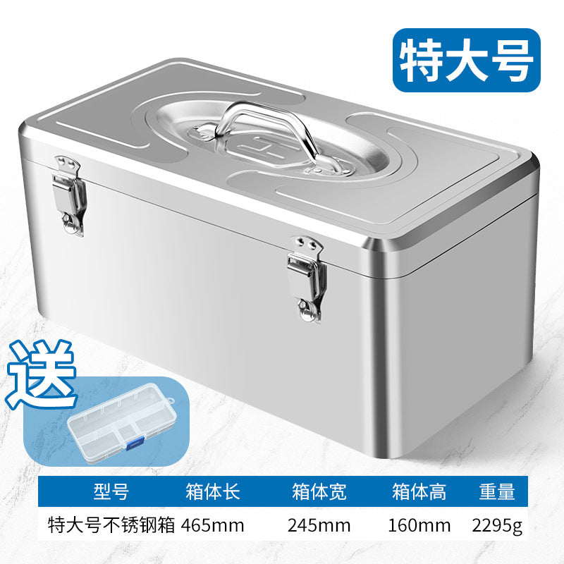 Multifunctional Toolbox Storage Box Stainless Steel Box Suitcase Storage Box Double Layer Extra Thickened Large Tool Box