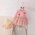 Girls' long-sleeve dress - spring/autumn collection - baby & toddler - cartoon mushroom & gingham floral print - tulip princess dress
