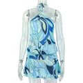 European and american style ins-inspired color block women's loose summer casual a-line dress - versatile ruffle trim cool short dress