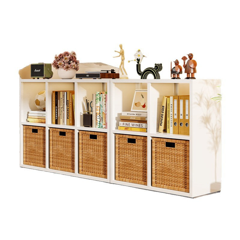 Modular grid storage cabinet - freestanding or wall-mounted, steel bookcase for home, kids' picture books, minimalist storage