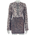 European and american style ins foreign trade fitted women's dress - hollow-out design, sexy a-line, fashionable round neck, long sleeve, short dress