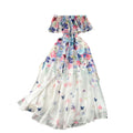2024 new floral collection resort dress - women's ruffle one-shoulder slim-fit maxi chiffon fairy dress