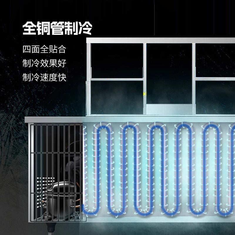 Commercial water bar & milk tea station - stainless steel refrigerated workstation - all-in-one cabinet - customizable coffee shop bar set