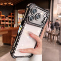 apple 17 pro max rhinestone phone case - four-corner full coverage, iphone 15 electroplated premium design