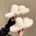 Platform sandals with double straps, white, 4cm heel